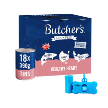 Butcher's Complete Wet Can Grain Free Hypoallergenic Adult Dog Food Healthy Heart Pack 18x390g - Salmon, Turkey & Trout
