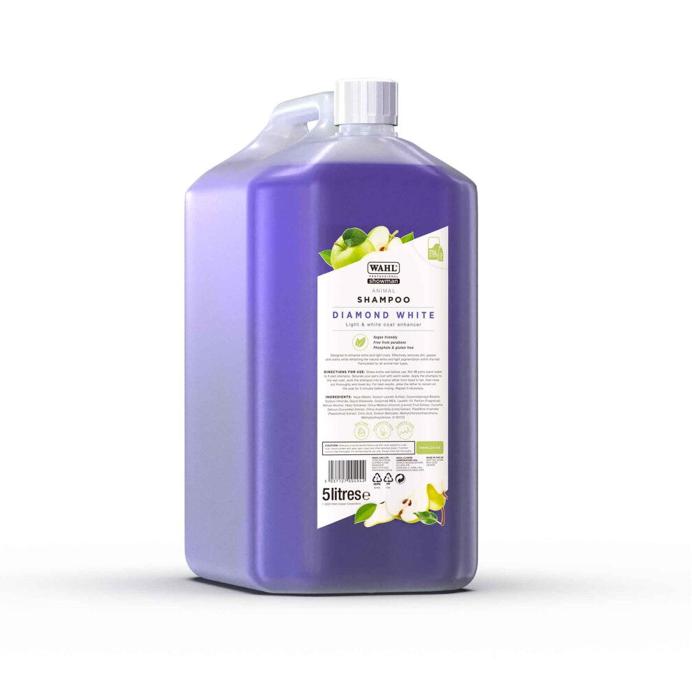 Wahl Diamond Animal Shampoo - 5L, 15:1 Concentrate White