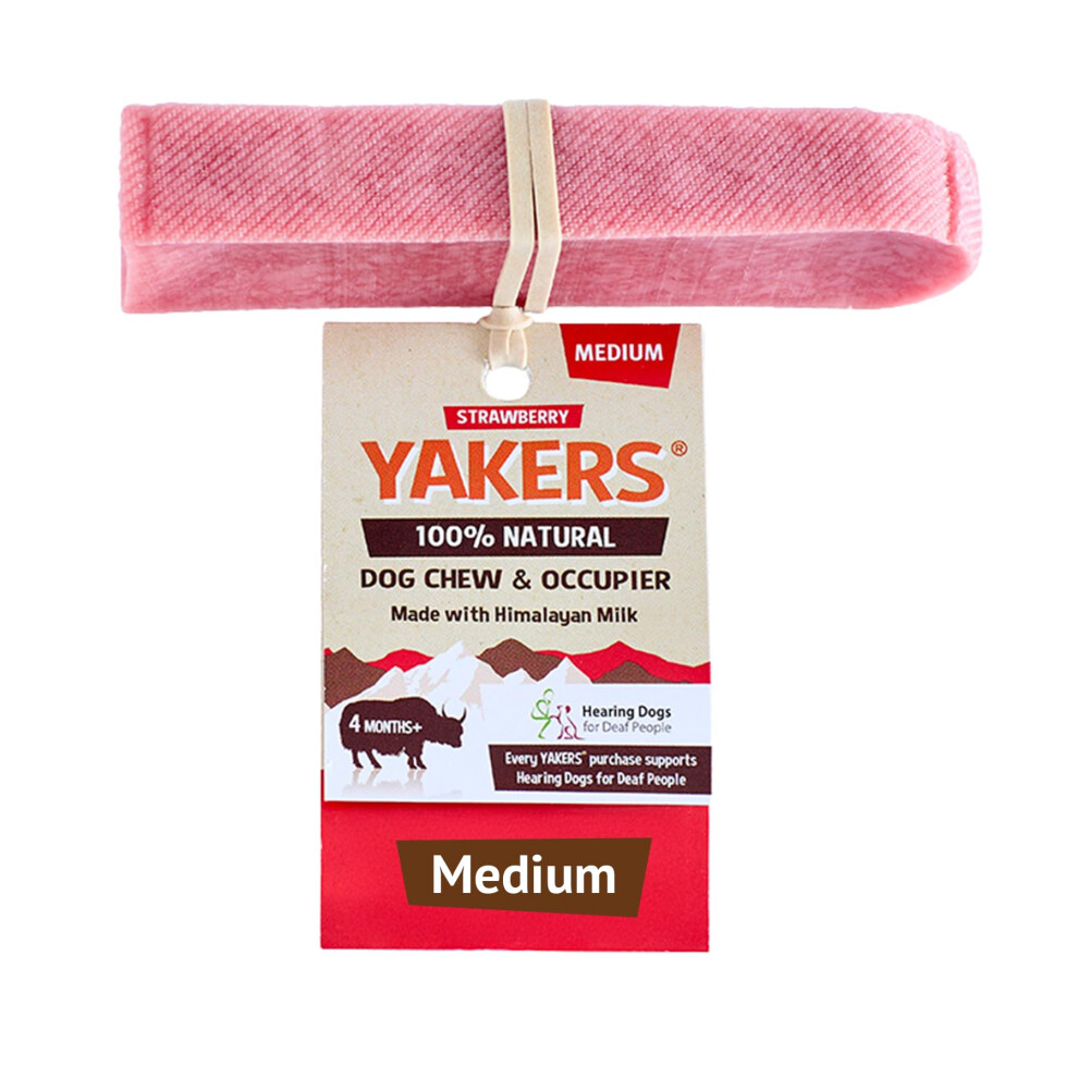 Yakers Strawberry Dog Chew Medium