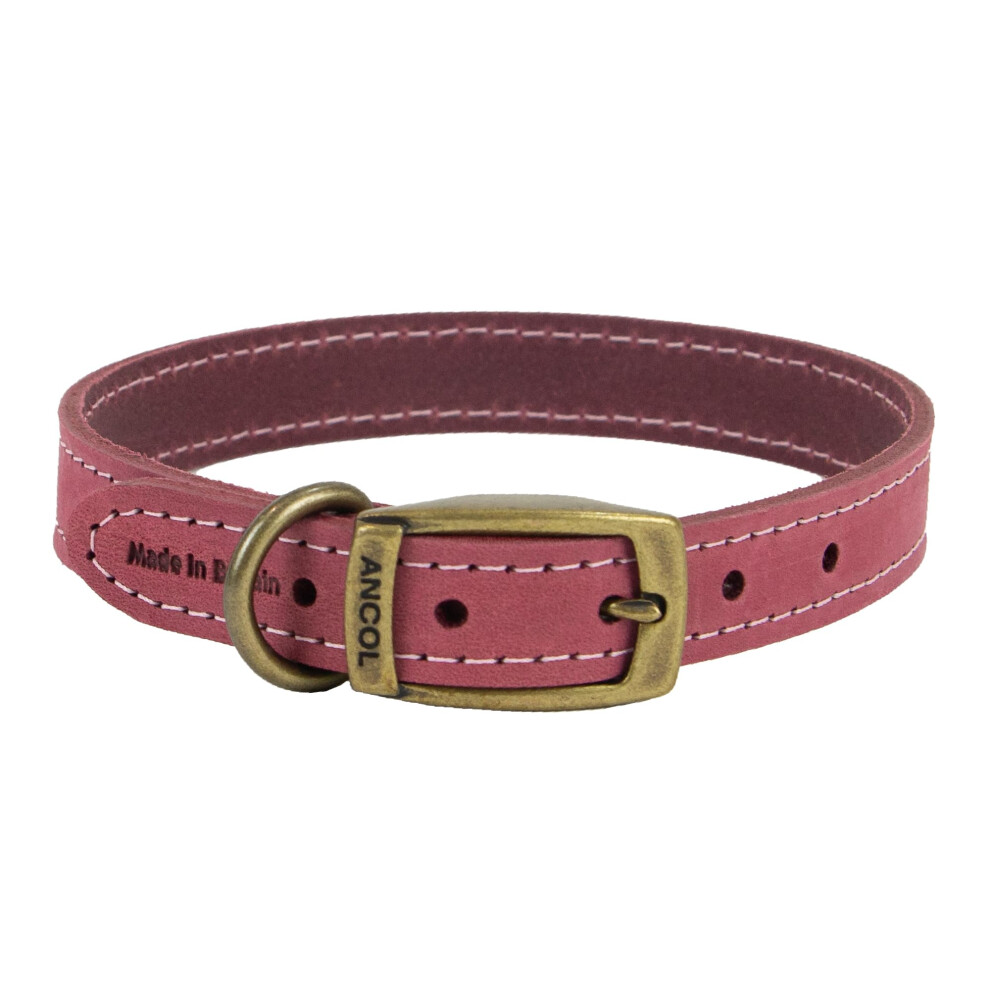 Ancol Timberwolf Leather Collar Raspberry, 45-54 Cm, Size 6