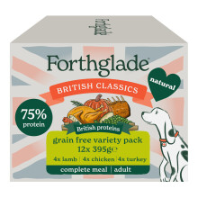 Forthglade British Classics Wet Dog Food: Grain Free, Variety Pack (12 x 395g)