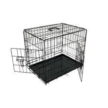 UNDERDOG Metal Dog Crate/Cage – Pet Black Metal Folding Cage with 2 Doors Sliding Chew Resistant Plastic Base Tray Heavy Duty Puppy Training Solutio