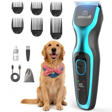 oneisall Dog Clippers Professional for Thick Hair, Heavy-Duty Grooming Kits with Detachable Metal Blade, Low Noise, 210 Min Run Time, Cordle