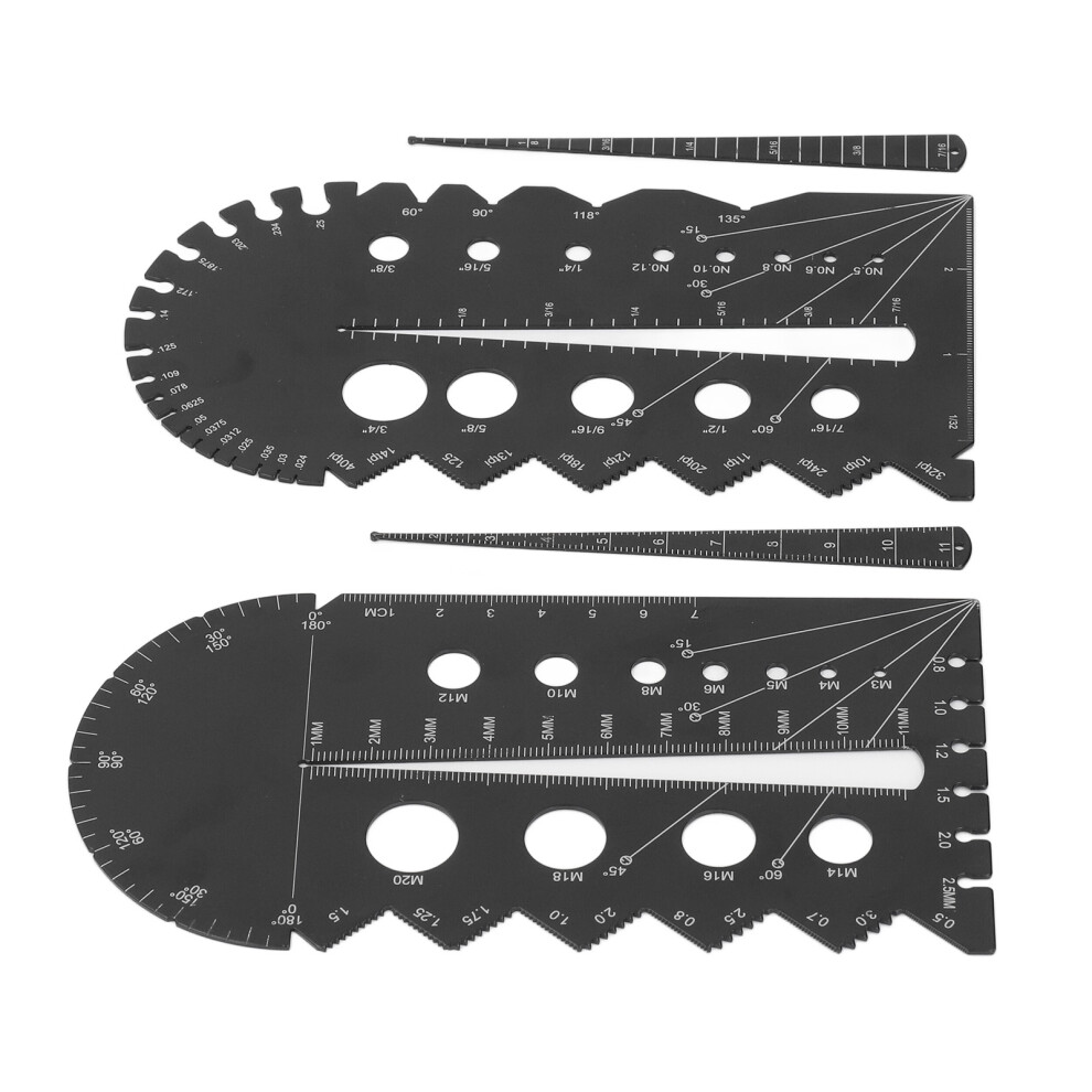 Black Aluminum Alloy Thread Pitch Gauge Set, Metric & Imperial Tools 9411390930944