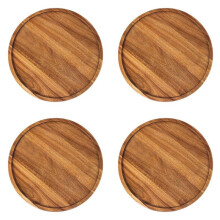 4X Round Wood Tray,Wooden Serving Tray,Serving Platter,Appetizer Charcuterie Board,Tray Organizer A