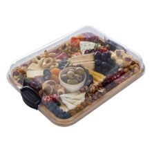 2X Planche à Découper en Bambou avec Couvercle, Poignées Noires, 11 X 14 Pouces - Parfait pour la Charcuterie, les Collations et Encore