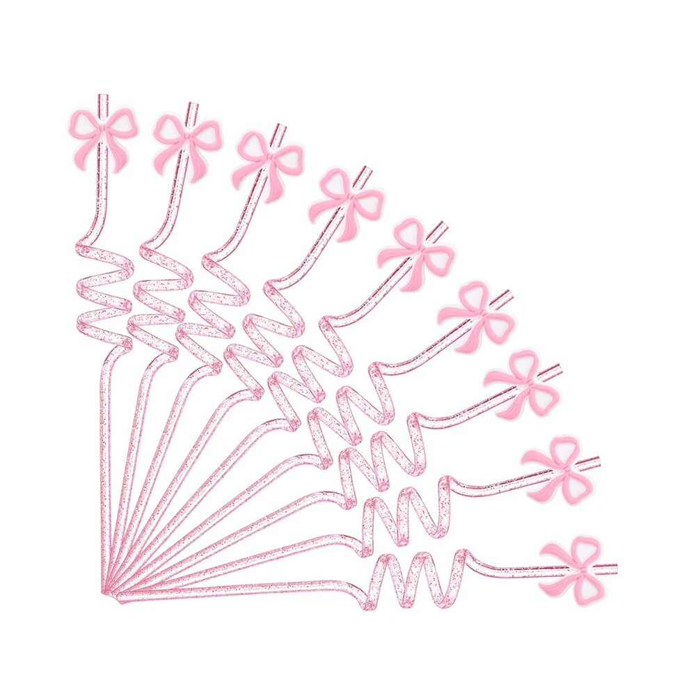 Tlily 24 Pcs Bow Straws Bulk Reusable Plastic Spiral Drinking Straw Party Decorations Bowdrink Party Supplies