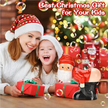 Máquina Sopradora de Bolhas de Papai Noel Engraçada com Luzes Piscantes e Música, Soprador de Bolhas de Natal para Atividades Externas e Internas