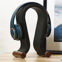 2X U-Förmiger Leder-Kopfhörerhalter, Tischunterstützung, Headset-Ausstellungsständer für PC-Gaming-Ohrhörer, Regalaufhänger, Schwarz