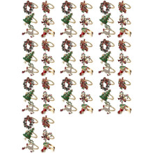 60Pcs Christmas Napkin Rings Xmas Napkin Holder Rings Wreath for Holiday Party Dinner Table Decoration