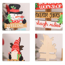 6PCS Desktop Christmas Tree Santa Claus DIY Decoration Wooden Christmas Signs Plaque Xmas Decoration
