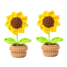 Crochet Potted Handmade Flowers Cute Plants Car Desktop Decor Friends Gifts Sunflower Hand-Knitted Plants