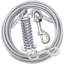 Dog Tie Out Cable Dog Runner for Yard Steel Wire Dog Leash with Superior Spring Large Dog Running in Outdoor,Silver,A