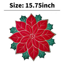16X Holiday Christmas Embroidered Placemats Applique Poinsettia Placemats Christmas Flower Placemat A