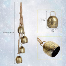 4X Handheld Chimes Bell Metal Vintage Cowbell,Christmas Bell, Hanging Cow Bell Decorations