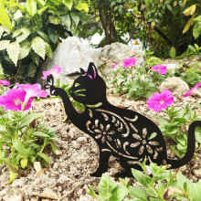 Garten-Katzenpflock aus Eisen Hohle Skulptur für den Außenbereich Gartendekoration 50cm Elegant