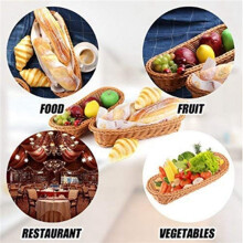 3X Oval Wicker Woven Basket Bread Basket Serving Basket, 14Inch Storage Basket for Food Fruit Cosmetic Storage Tabletop