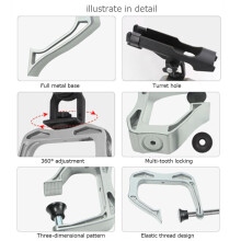 360 verstellbarer Aluminium-Angelrutenhalter für Kajak, Kanu & Boot