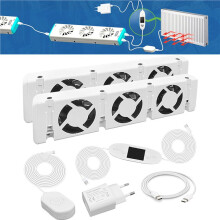 4x Radiator Booster Extension Set Ventilator Fan Universal Promote Hot Circulation 100 to 240V A EU Plug