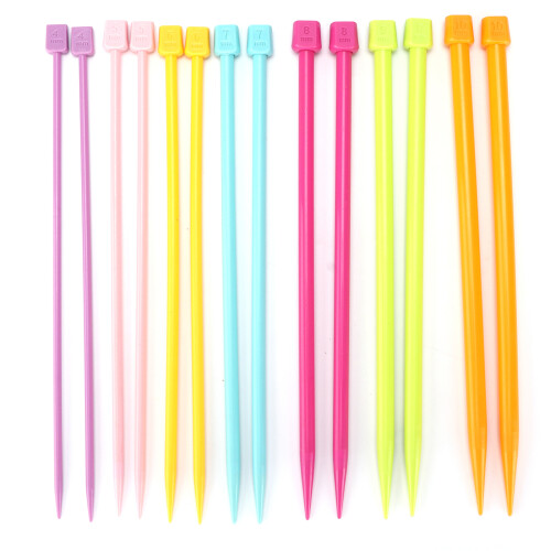 14 Pcs Multicolour Plastic Knitting Needles Set, 25cm, 4-10mm 1