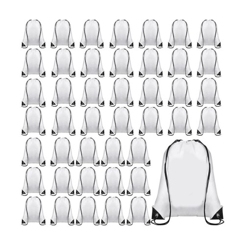 75 Pcs Sublimation Drawstring Bags Bulk White Blank Drawstring Backpacks Reusable Gym Sport Sinch Sack Backpack 1