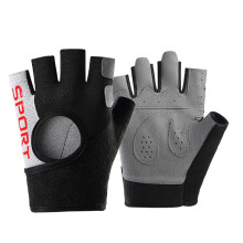 Half Finger Cycling Gloves Mittens, Breathable-black gray L