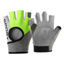 Half Finger Cycling Gloves Mittens, Breathable-green gray L