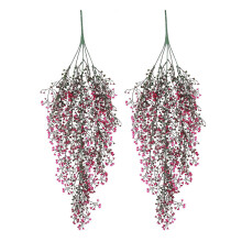 Artificial Ferns Plastic Willow Vine Hanging Plant For-Pink