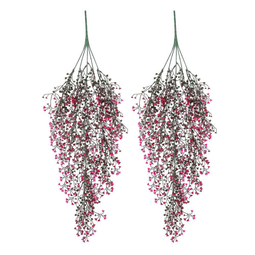 Artificial Ferns Plastic Willow Vine Hanging Plant For-Pink