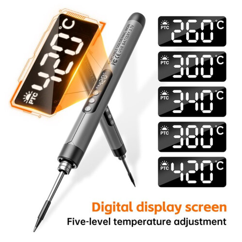 2X Cordless USB Digital Soldering Iron Adjustable Temperature Type-C Interface Intelligent Solder Welding Iron Tool 2