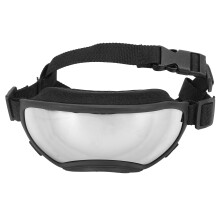Dog Sunglasses Windproof UV Guard Black Frame Silver Lens Adjustable Strap