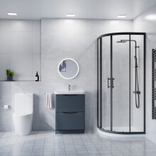 600mm Freestanding Anthracite Vanity with Close Coupled Toilet & 900mm Quadrant Screen