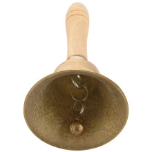 3X Solid Brass Wooden Handle School Reception Dinner Wood Shop Hotel Hand Bell Gold