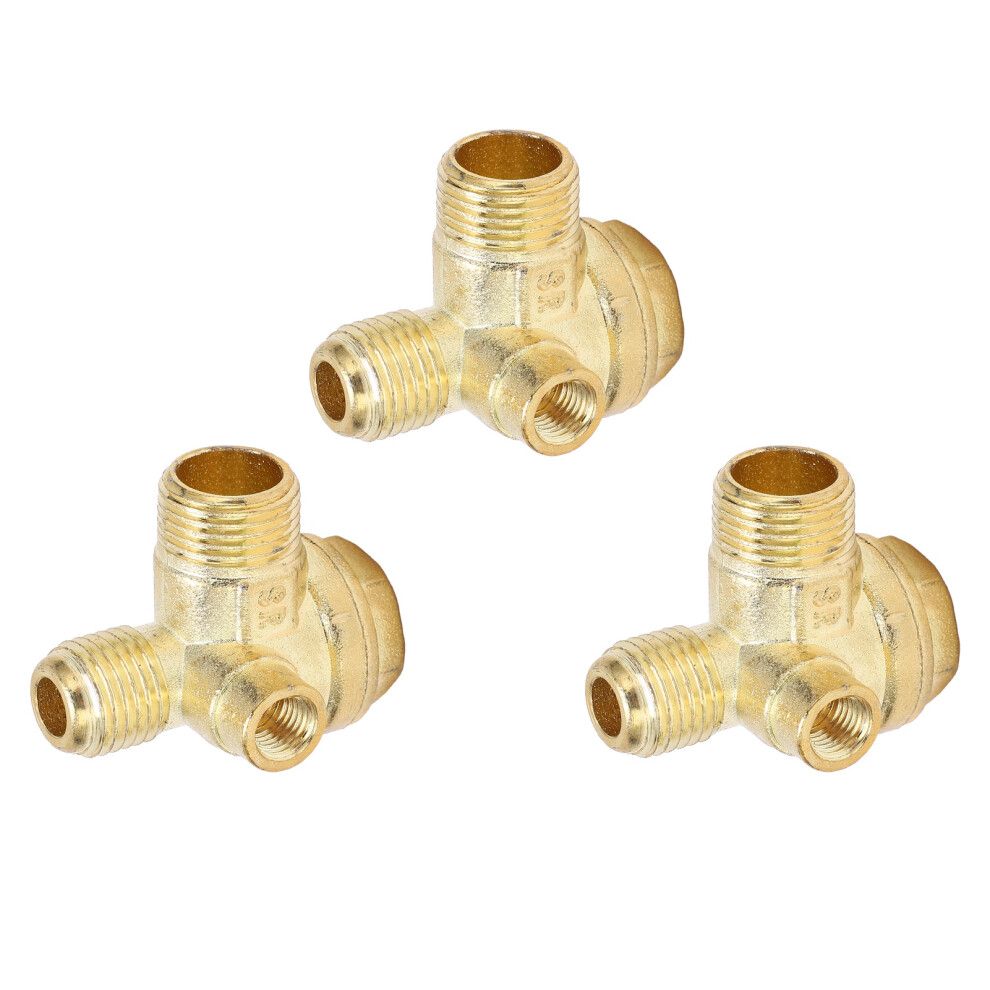 3Pcs Brass 3-Way Check Valve For Air Compressor 8Mm-16Mm Thread 7891391503774