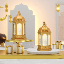 12 Stks Ramadan Kaars Mubarak Lantaarn LED Eid Mubarak Lantaarn Maan Ster Lichten Marokkaanse Stijl Opknoping Lantaarn B