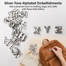 (Silver, 26 Letters Silver) 26Pcs Metal Alphabet Studs for DIY Jackets & Bags