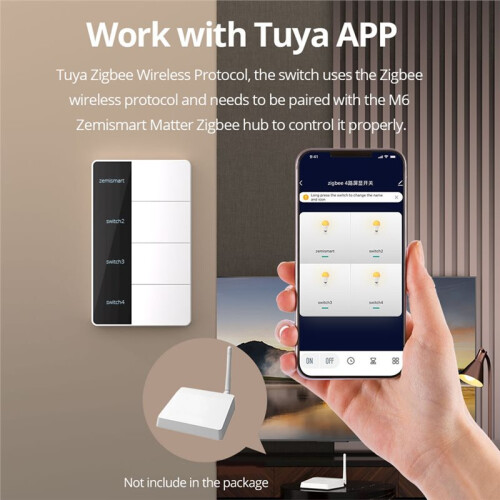 Interrupteur Intelligent DIY à 4 Écrans Tuya WiFi 118 Type Zigbee  Matter Zero Fire avec Commande Vocale 2