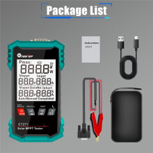 TOOLTOP Testeur de Puissance Solaire MPTT ET271, Écran 3,2 Pouces, 2000 W, Mesure de Puissance Photovoltaïque Pmax, Voc et Isc