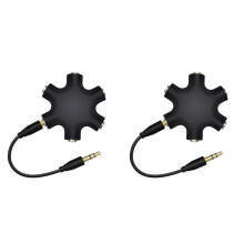 2X 1 Tot 5 Audiosplitter 3,5 mm Audiorouter Scheidingsapparaatadapter met 3,5 mm Draad Zwart