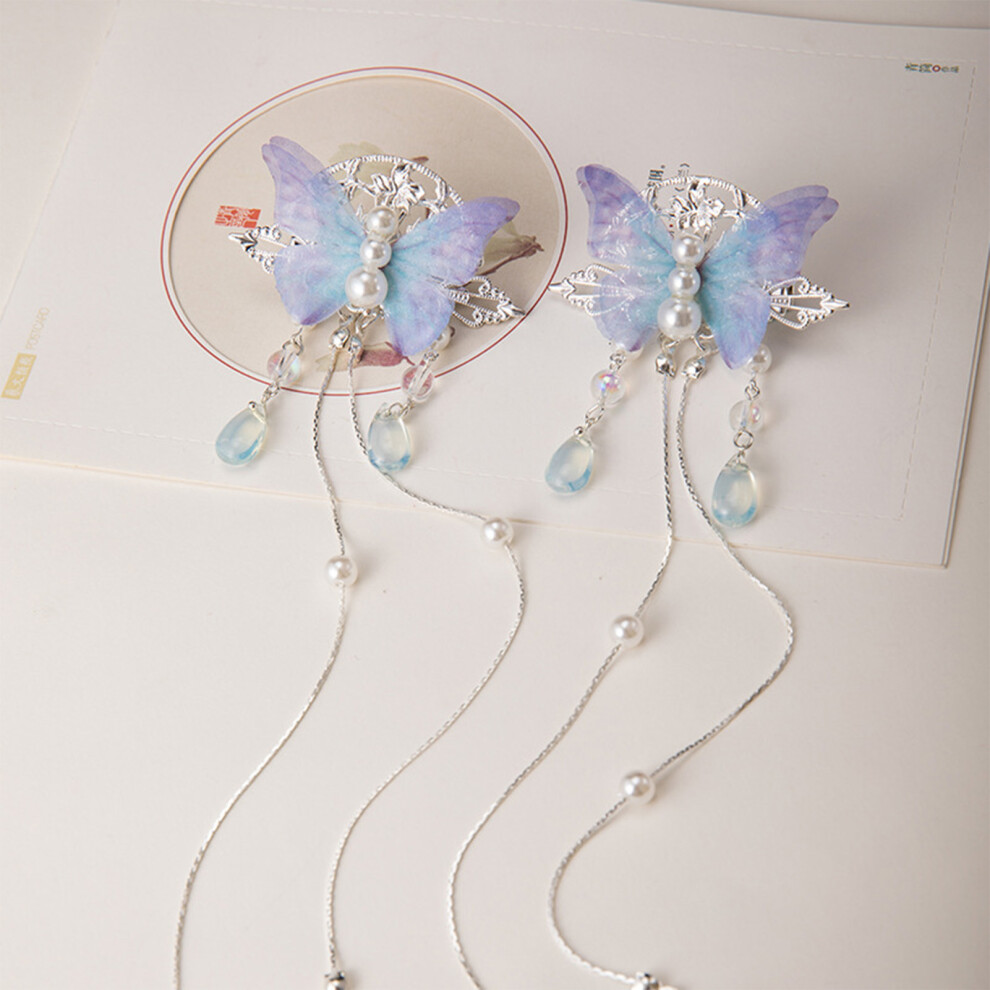 Hue-Grain Vintage Chinese Butterfly Hair Clip With Tassels