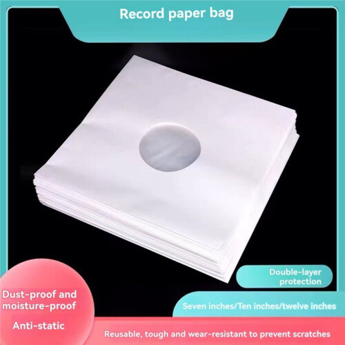 40 Unidades de Capas para Discos de Vinil de 7 Polegadas, Capas Internas Protetoras com Furo Central para Armazenamento de EP e Recipiente de EP de 2