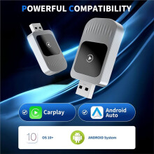 2-i-1 Trådlös Carplay Android AUTO Biladapter WiFi och Trådbunden CarPlay Till Trådlös Carplay med USB-C-Adapter