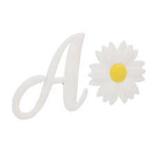 2Pcs Silicone Beach Bag Charms Alphabet Letter A+White Chrysanthemum