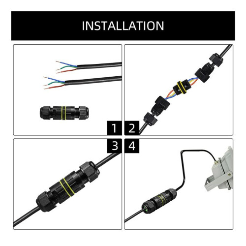 15Pc IP68 Waterproof 2 Way 3-Core Junction Box Electrical Cable Connector M16 Wire Range(3.5-10mm), Repair Cables 1