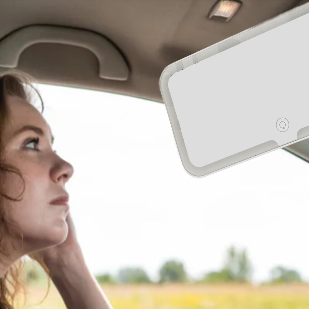 Car Sun Visor Vanity Mirror With Led 3 Brightness Levels, Usb Rechargeable, 24.3X12cm Light 7661390941088