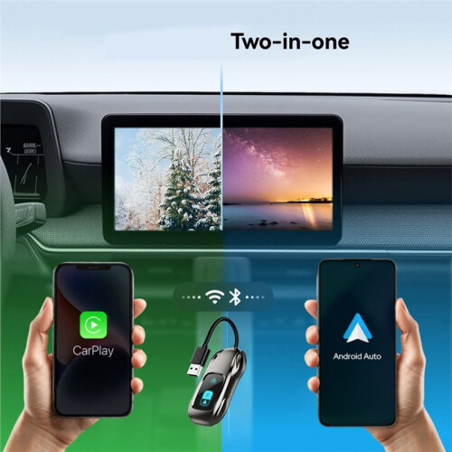 Wireless Carplay 2-in-1 Digital Display 5.8GHz Car-Machine Interconnection Converter Box Wired to Wireless/ Android Auto 1
