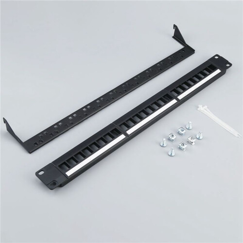 2pcs 19-Inch 1U Cabinet Rack Through 24-Port CAT6 Patch Panel RJ45 Network Cable Adapter  Jack Modular Panel 1