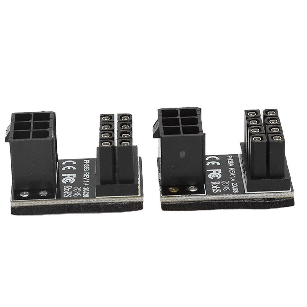 2Pcs 6Pin Female To 8Pin Male Power Adapter 180 Angled Connectors Black 8461390941397