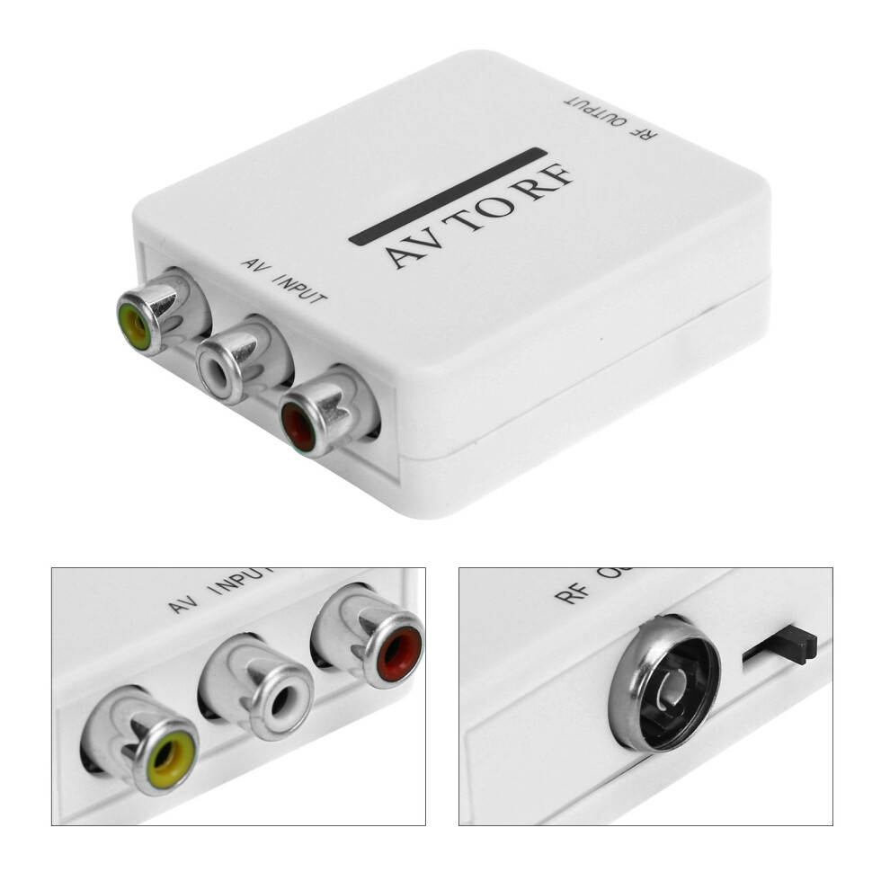 White Video Converter Mini Audio Adapter Tv Amplifier Rca Av Cvsb To Rf 67.25Mhz