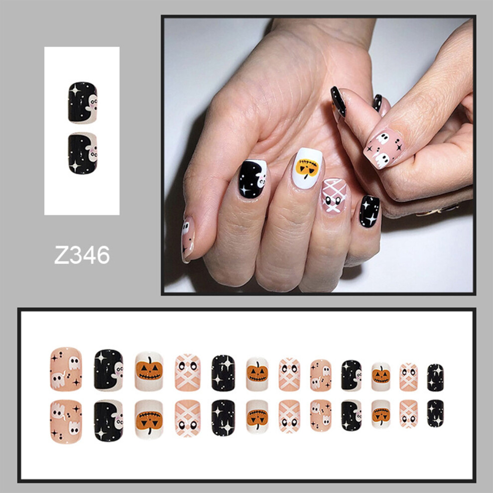 Reach-Tools (A) Halloween Ghost Pumpkin Fake Nails For Girls